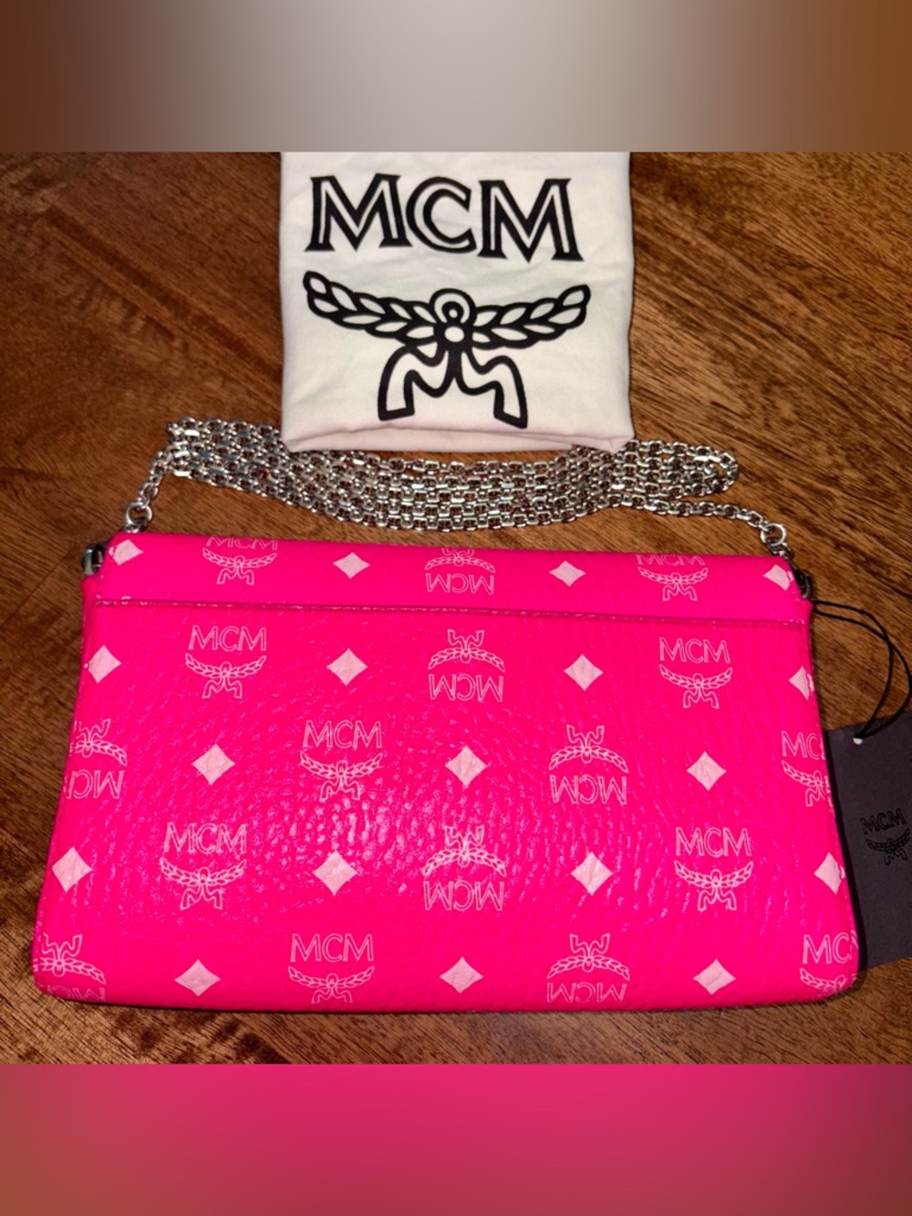 MCM EUC Medium Millie - NEON PINK Visetos Monogram Crossbody/Clutch - Picture 16 of 16